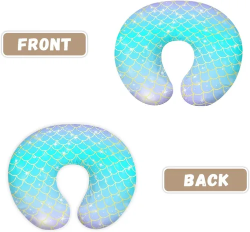 Vista 3 de Forchrinse Funda de almohada de lactancia con escamas de sirena azul para niñas, funda de almohada de lactancia de princesa para madres que