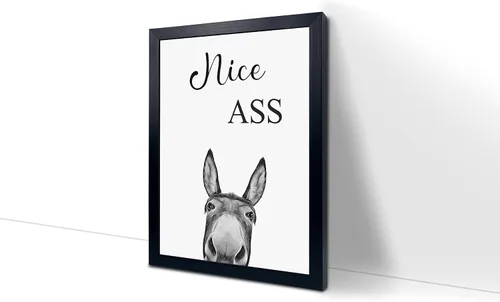 Vista 6 de Decoración de habitación de asno con estampados de animales, bonito cartel de citas de culo en el baño, decoración divertida para el baño, carteles