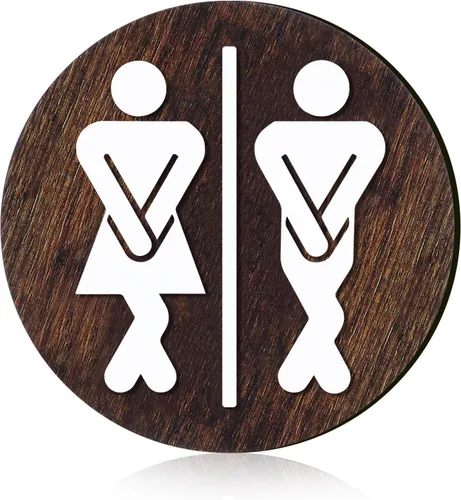 Vista 3 de Jetec Letreros de madera para baño de medio baño, divertido y lindo letrero unisex para decoración rústica de granja, oficina, negocios, baño y Negro