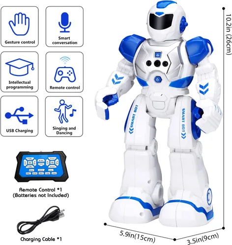 Vista 6 de KingsDragon Juguete de robots para niños, juguete de detección de gestos RC, robot interactivo para caminar, cantar, bailar, regalos de cumpleaños
