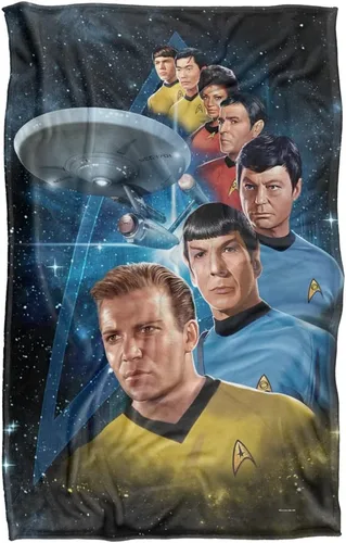 Vista 2 de Star Trek Among The Stars - Manta con licencia oficial de tacto sedoso, súper suave, 36 x 58 pulgadas