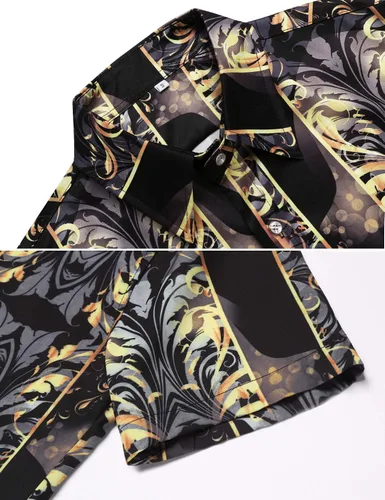 Vista 5 de Daupanzees Camisa de vestir con estampado de diseño de lujo de manga corta para hombre