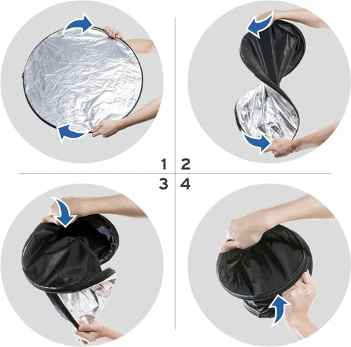 Vista 4 de Etekcity Reflector para fotografía de 24 pulgadas (60 cm) 5 en 1, reflectores de luz multidisco para fotografía, plegable con bolsa - Translúcido