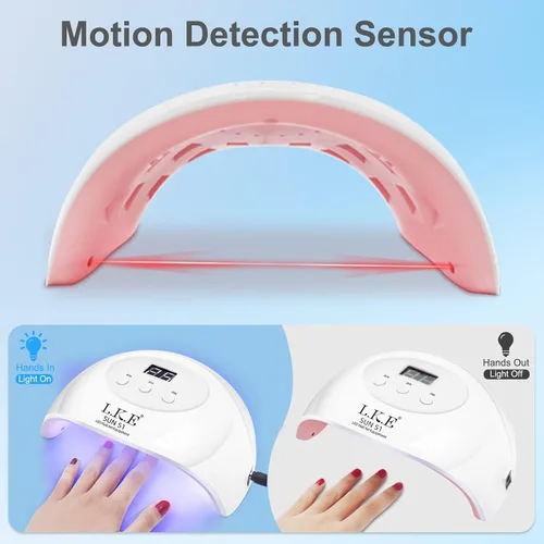 Vista 6 de Lámpara de uñas de gel UV para uñas con 4 temporizadores, lámpara de uñas LED UV profesional con sensor automático para esmalte de uñas de gel