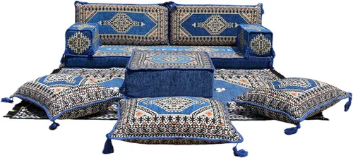 Vista 6 de arabicsofa Sofá Majlis árabe hecho a mano con cojines - Juego de asientos modulares para sala de estar