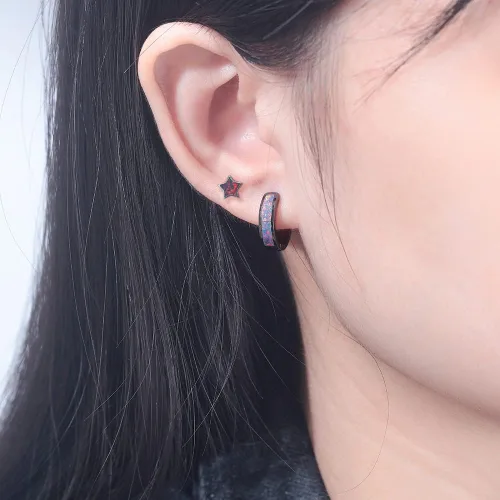 Vista 253 de CiNily Aretes Huggie de ópalo con bisagras, chapados en oro, hipoalergénicos, pequeños aretes de aro para mujeres, adolescentes, niñas, hombres