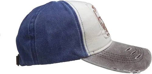 Vista 7 de Gorra de béisbol vintage con remaches de moda con letras cruzadas de algodón de mezclilla con borde deshilachado, sombrero de sol ajustable unisex