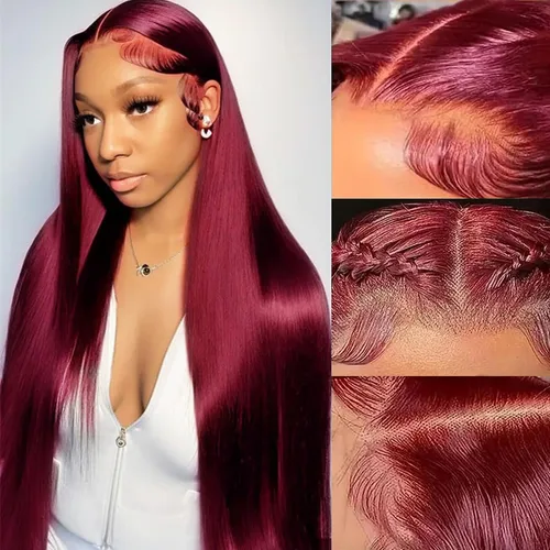 Vista 7 de PANDA ANGEL Peluca de encaje frontal de jengibre de cabello humano 13x4 lacio, naranja jengibre, frontal de encaje HD transparente sin pegamento