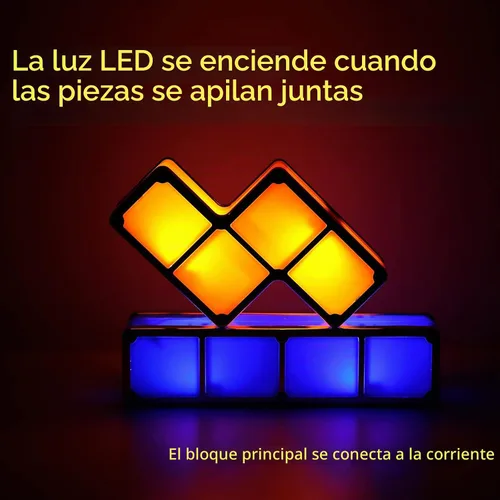Vista 2 de VEEKI Lámpara de noche apilable, lámpara de escritorio LED 3D apilable de 7 colores con rompecabezas nocturnos, lámpara de inducción entrelazada