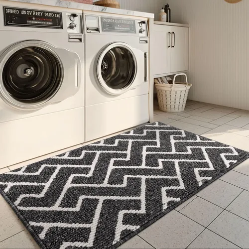 Vista 19 de Juegos de alfombras de cocina de 2 piezas - Alfombras de cocina antideslizantes coloridas para piso - Gruesas, alfombra decorativa de piso de cocina
