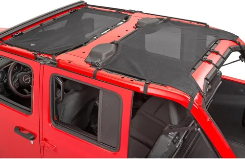 Vista 8 de MasterTop ShadeMaker Bimini Techo de Malla - Se Ajusta a Jeep Wrangler JL de 2 Puertas 2018-2023 - Parasol para Jeep Wrangler JL - Correas y Rojo