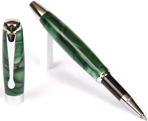 Vista 8 de Tuscany Black & Pearl Rollerball Pen - Cuerpo brillante marmoleado
