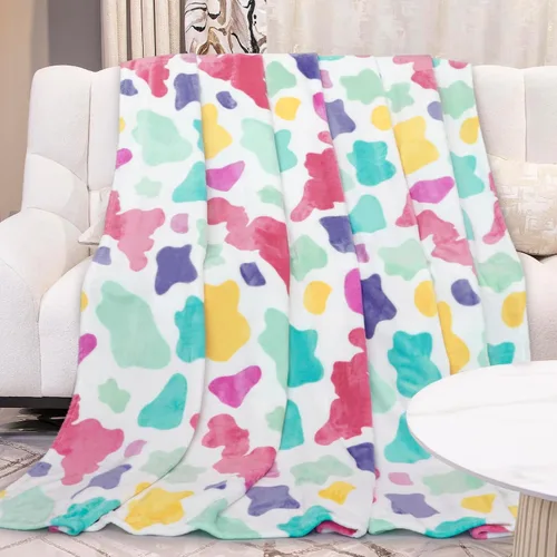 Vista 21 de Manta de vaca para niños de 40 x 50 pulgadas, ropa de cama de forro polar ultrasuave para niños y niñas, manta ligera para cochecito de bebé, bonita