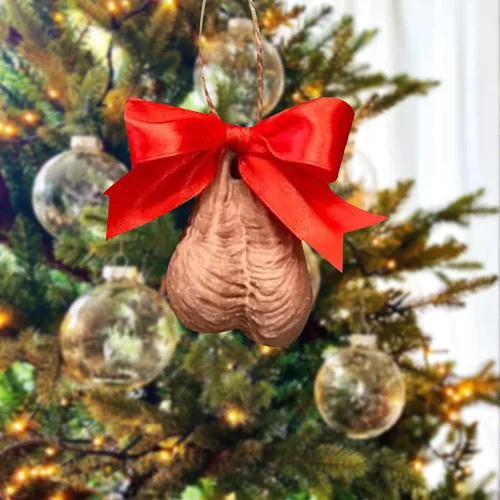 Vista 6 de Colgante de Navidad 3D, divertidos adornos de huevo para árbol, decoraciones colgantes hechas a mano para amigos y familiares (A, 1 unidad)