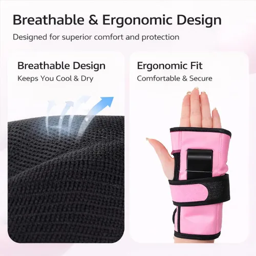 Vista 5 de Knee and Elbow Pads Set for Women & Teens – Pink Skateboarding Protective Gear with Wrist Guards, Adjustable Skate Pads for Roller Skating, Inline