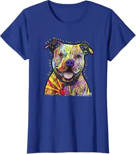 Vista 48 de Beware Of Pit Bulls, Dean Russo Pitbull Original - Camiseta para amantes de los perros, Negro