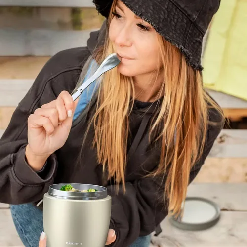 Vista 7 de Termo para Comida Caliente 32OZ, Frasco de Comida con Aislamiento al Vacío para Adultos, Termo de Sopa de Acero Inoxidable de Boca Ancha a Prueba