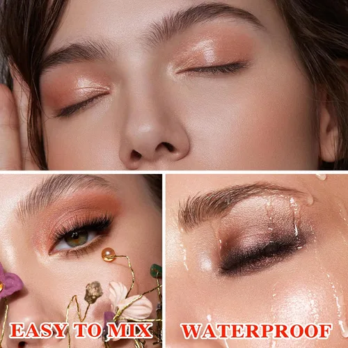 Vista 5 de Paleta de sombra de ojos desnudos de 10 colores, paleta de sombra de ojos mate nude, paleta de sombra de ojos con pigmento de purpurina natural, A+B