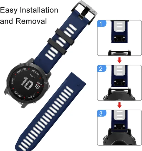 Vista 5 de OVERSTEP Correa de reloj compatible con Garmin Fenix 6, correa de repuesto de ajuste rápido de 0.866 pulgadas para reloj inteligente Fenix 6