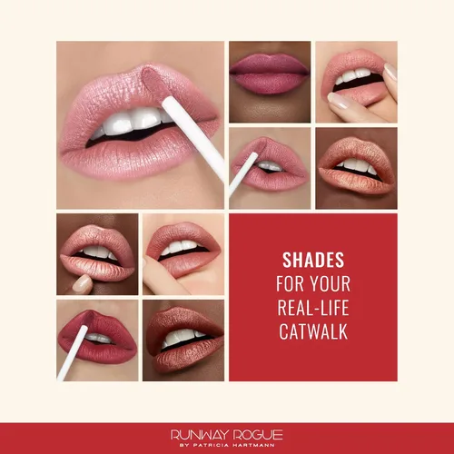 Vista 7 de Runway Rogue Lápiz Labial Líquido de Seda Glam, Lápiz Labial de Larga Duración Rosa Helado-Limonada, ‘Call Sheet