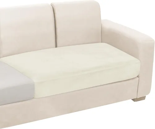 Vista 62 de NAISI Fundas de cojín de sofá de terciopelo elásticas de 1 pieza, fundas de asiento de sofá o respaldo, fundas suaves individuales para sofá Beige