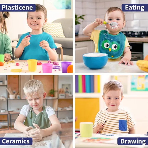 Vista 7 de WERNNSAI Bata de arte para niños impermeable con manga larga y 3 bolsillos de pintura
