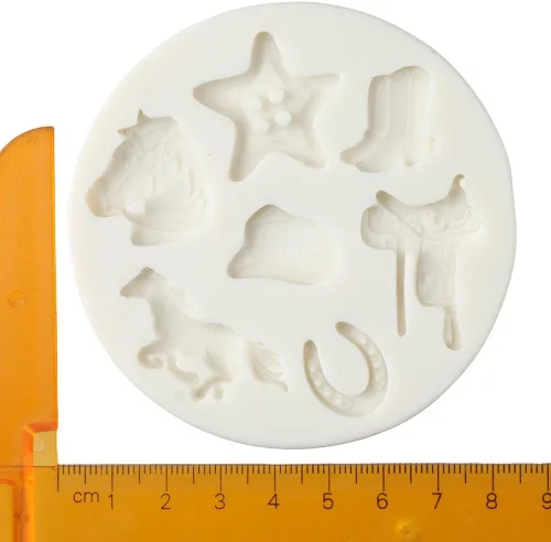 Vista 4 de 2 moldes de silicona con temática de vaquero occidental para decoración de velas, chocolate, decoración de postres
