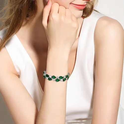 Vista 2 de Ever Faith pulsera vintage con circonitas cúbicas en forma de lágrimas, para mujer.