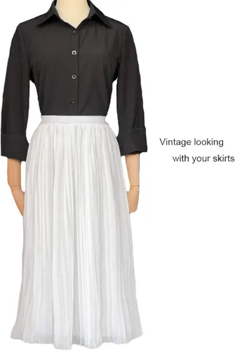 Vista 6 de Gemolly Camisas básicas con botones para mujer manga larga talla grande simple elástica formal casual blusa