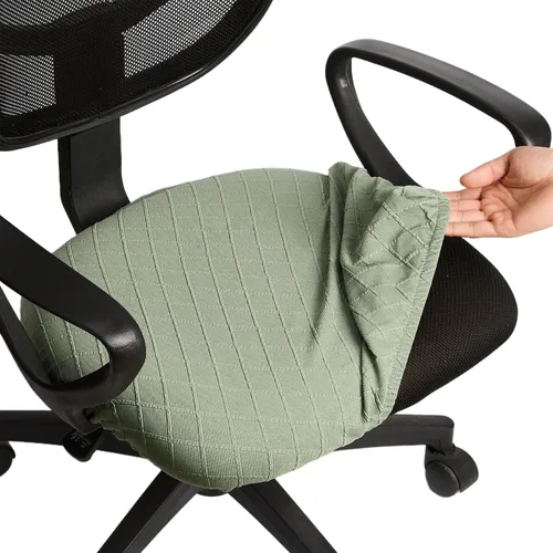 Vista 15 de Melaluxe - Funda elástica de jacquard para silla de oficina, funda extraíble y lavable para silla de escritorio, cubierta giratoria para asiento