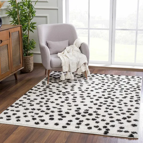 Vista 12 de Hauteloom Tilos - Alfombra marroquí de estilo granja pequeña con diseño de enrejado, alfombrilla para puerta, alfombra peluda, patrón de enrejado