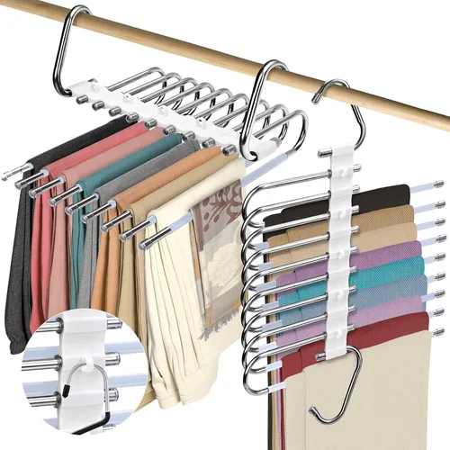 Vista 9 de Percha para pantalones de 9 capas, ahorro de espacio, perchas Negro