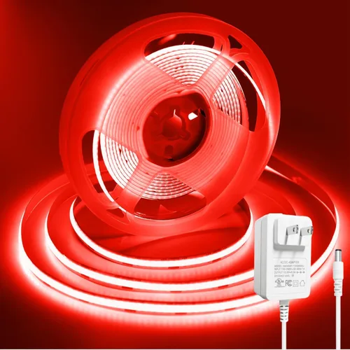 Vista 16 de Tira de Luz LED COB Azul, 16.5 pies / 5M 8mm / 0.3 Pulgadas 12V, Tira de Luz LED 1600 Brillante Azul con Adaptador de Corriente, Tira de Luz LED COB