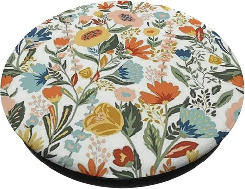 Vista 2 de Cute Floral Teal Hibiscus Pattern On White Pop PopSockets PopSockets PopGrip: Agarre intercambiable para teléfonos y tabletas