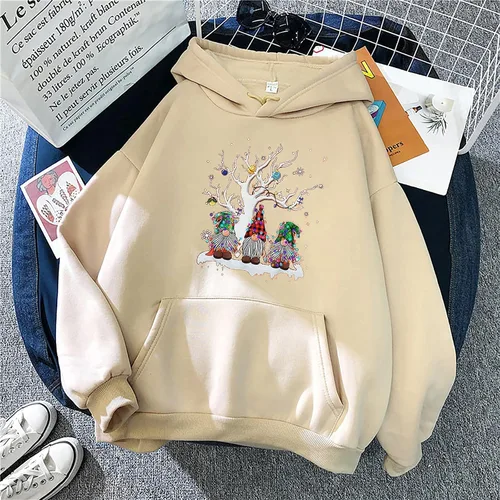 Vista 2 de SIUMOPA Christmas Womens Graphic Printed Hoodies Xmas Tree Pattern Pullover Casual Loose Fit Sweatshirt Oversized Trendy Top