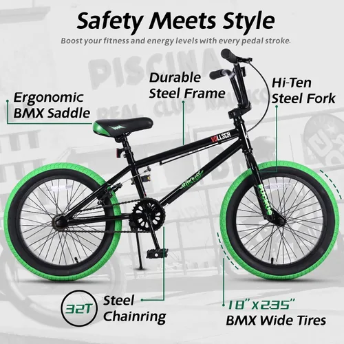 Vista 2 de vollsch Bicicletas BMX Freestyle de 18 y 20 pulgadas para adolescentes de 6 a 15 años de edad, niños, niñas, principiantes con palanca, varios