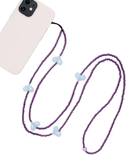 Vista 38 de Beaded Phone Charm Lanyard Strap Crossbody Fixed Beads Pearl Neck Chain