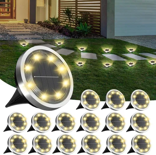Vista 11 de INCX Luces solares de tierra, paquete de 10 luces solares impermeables para exteriores, luces solares de jardín, iluminación de paisaje para patio