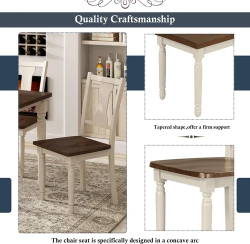 Vista 7 de LUMISOL Juego de mesa de comedor de 6 piezas con banco, juego de mesa de cocina rectangular de granja para comedor, mesa de comedor y juego de 4