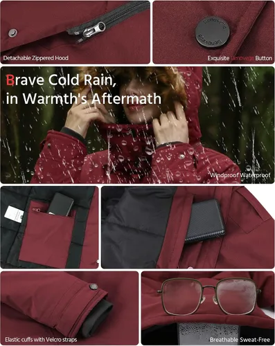 Vista 5 de Chaqueta térmica de grafeno para mujer con batería 16000mAh 7.4V impermeable y resistente al viento