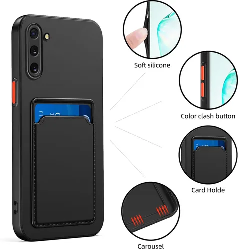 Vista 3 de Funda para Samsung Galaxy Note 10 con ranura para tarjeta de crédito TPU suave TPU silicona resistente a los arañazos delgada ranura para tarjeta