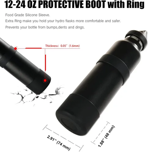 Vista 4 de Greant Funda protectora doble para botella de agua compatible con Hydro Flask, funda flexible de silicona compatible con funda Hydroflask, funda