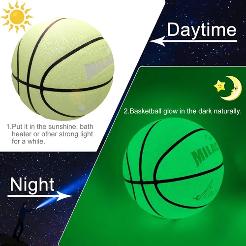 Vista 2 de Balón de baloncesto personalizado, que brilla en la oscuridad, regalo de baloncesto personalizado tamaño 7 (29.5"), tamaño 6 (28.5"), tamaño 5 Verde