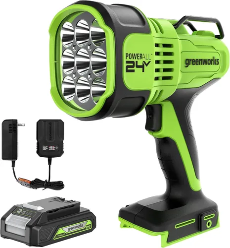 Vista 14 de Greenworks Luz de Punto LED de 24V, linterna de mano de 3000 lúmenes, foco de brillo variable, solo herramienta