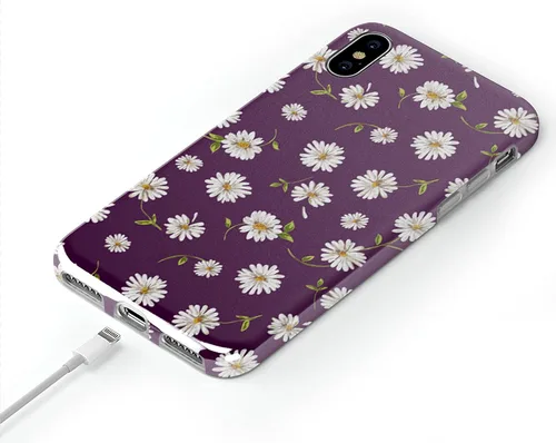 Vista 3 de Casely Funda para iPhone X/XS Daisy Daydream - Funda floral morado ciruela