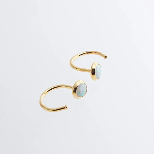 Vista 2 de Half Huggie Gold Hoop Earrings for Girls Women Tiny Cartilage Birthstone Stud Piercing Earring Hypoallergenic Earring Screw Back Dainty Hug Hoops