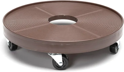 Vista 9 de Carrito de plantas rodante de 16 pulgadas con ruedas y orificio de drenaje, plataforma de plantas resistente con rueda de bloqueo, base de maceta