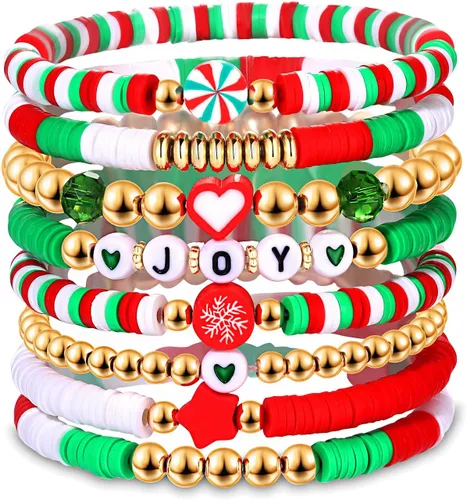 Vista 267 de Surfer Heishi - Pulseras apilables para mujer, apilables, de vinilo arcoíris, disco de arcilla, pulseras elásticas para la amistad, joyería bohemia