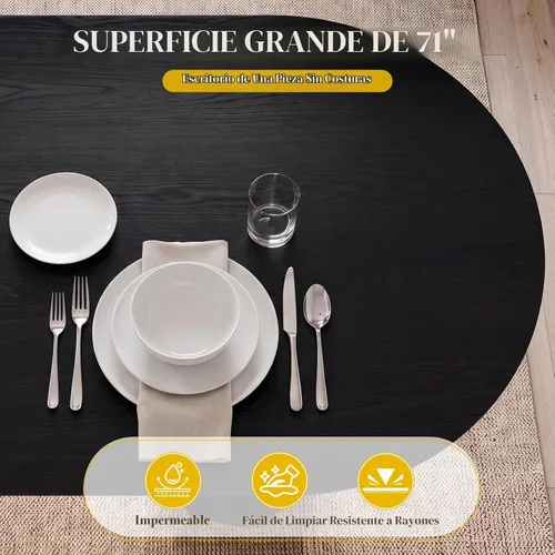 Vista 6 de CIMOTA Mesa de comedor de granja de 71 pulgadas para 6 mesas de cocina Negro