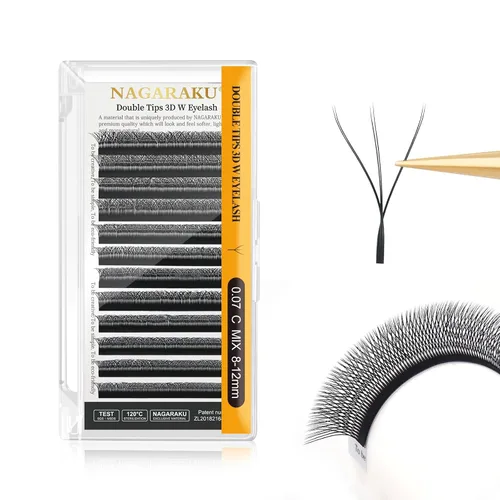 Vista 32 de NAGARAKU Extensiones de pestañas prefabricadas en abanico 3D W 0.05 C 0.315 0.05-C 3D W